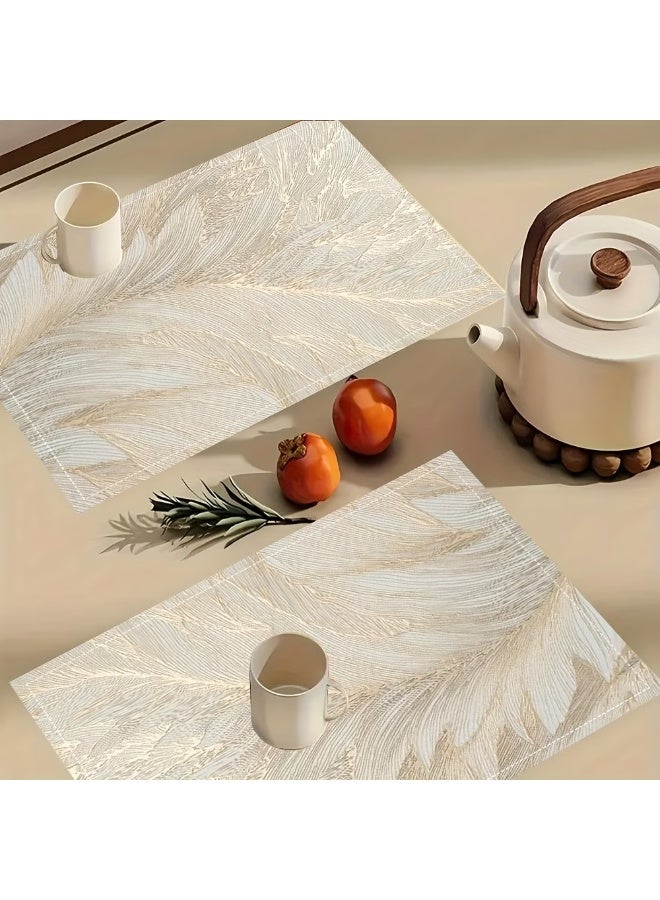 Golden Leaf Placemats Set of 4 Easy-Clean Dining Table Mats (30.5—45.7 cm) - Image 4